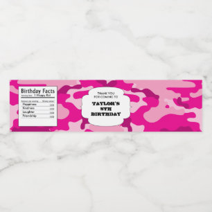 Militärarmee-Camouflage des rosa Wasserflaschenetikett