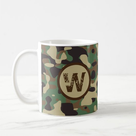 Militärarmee Camouflage Mit Monogramm Kaffeetasse (Links)