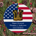 Militärarmee Personalisiert US-amerikanische Flagg Keramik Ornament<br><div class="desc">Wir stellen unser patriotisches Ornament vor, das speziell für Militärangehörige, Veteranen und deren Familien entworfen wurde. Dieses wunderschöne Ornament besticht durch die amerikanische Flagge und die Fahne der USA sowie durch Goldkampfstiefel, die den Mut und das Engagement der tapferen Soldaten, die unserem Land dienten, symbolisieren. Um es noch besonderer zu...</div>