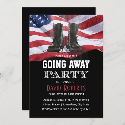 Militärarmee Solider geht weg Party USA Flag Einladung (Vorne/Hinten)