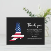 Militärarmee Veteran Begräbnis Eagle American Flag Dankeskarte (Stehend Vorderseite)