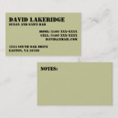 Militärart-Vati-Kontakt-Info-Karte Telefonnummerkarte (Vorne/Hinten)