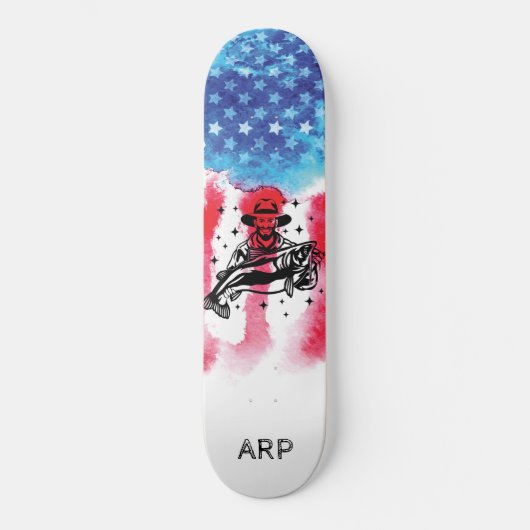 *~* Militärdienst FISHERMAN Red White Blue Flag Skateboard (Vorderseite)