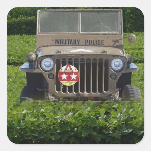 Militärfahrzeug Quadratischer Aufkleber (Vorderseite)