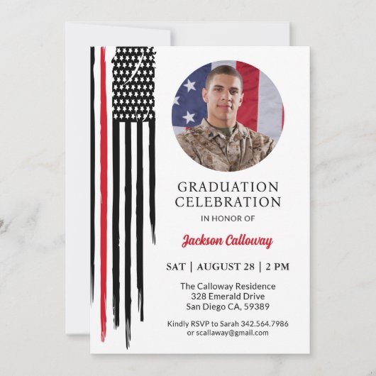 Militärflagge, Abschluss für die Grundausbildung a Einladung (Vorderseite)