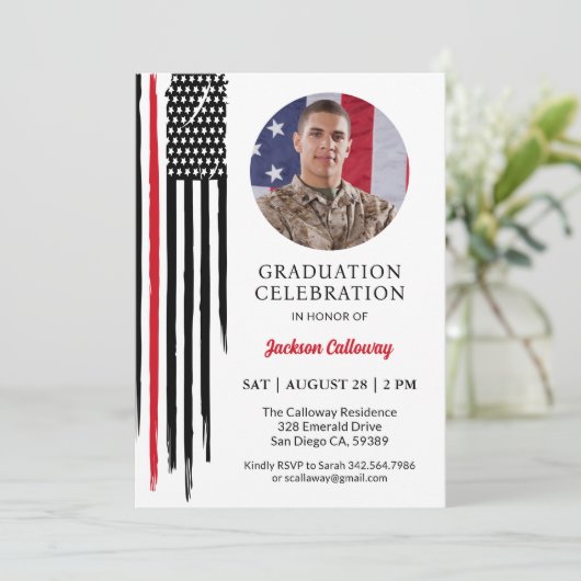 Militärflagge, Abschluss für die Grundausbildung a Einladung (Stehend Vorderseite)