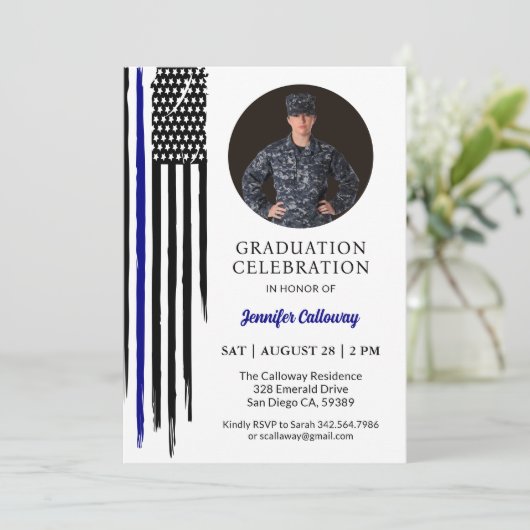 Militärflagge, US-Abschluss für Grundausbildung de Einladung (Stehend Vorderseite)