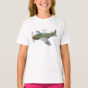 Militärflugzeug Cartoon-Illustration T-Shirt