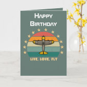 Militärflugzeug, Luftfahrt zum Geburtstag Karte (Gelbe Blume)