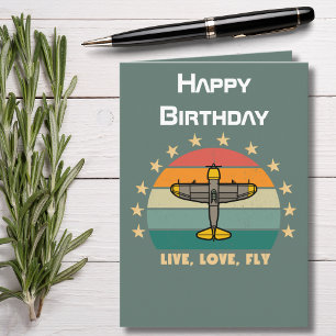 Militärflugzeug, Luftfahrt zum Geburtstag Karte