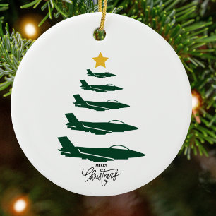 Militärflugzeug-Weihnachtsbaum individuell anpassb Keramik Ornament
