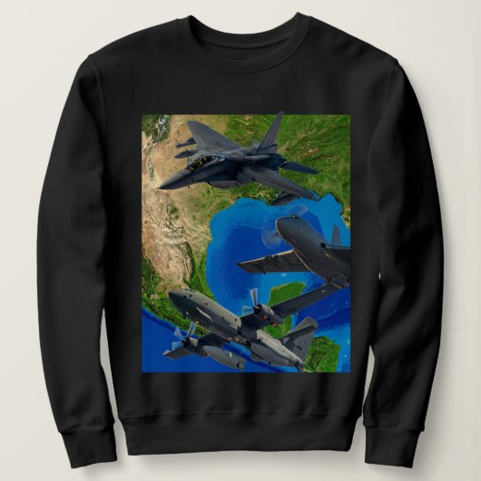 Militärflugzeuge über Leinwand Sweatshirt (Design vorne)