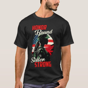 Militärfrauen Schwester ehren amerikanische Flagge T-Shirt