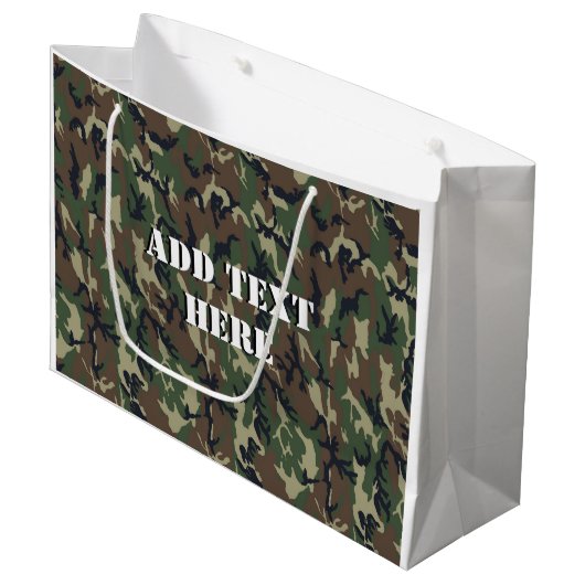 Militärgrün-Tarnmuster Große Geschenktüte (Vorderseite Schrägansicht)