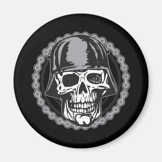 Militärhelm-Schädel mit Fahrerkette Magnet (Vorne)