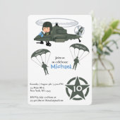 Militärhubschrauber Birthday Green Einladung (Stehend Vorderseite)