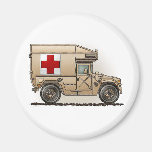 MilitärHummer-Krankenwagen-runder Magnet