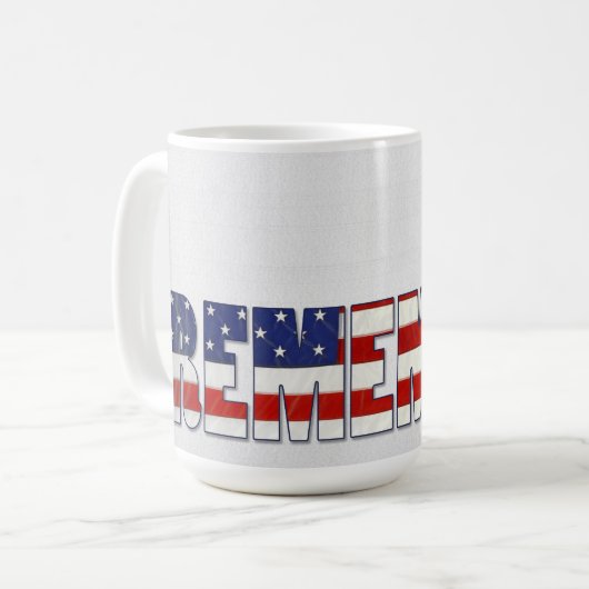Militärhundemarken auf amerikanischem Fahnentext Kaffeetasse (Vorderseite Links)
