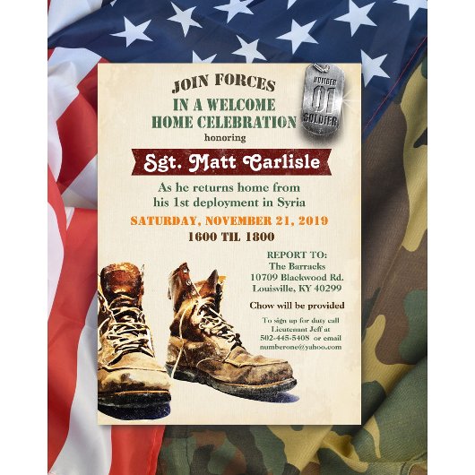 Militärische Begrüßung Zuhause Einladung