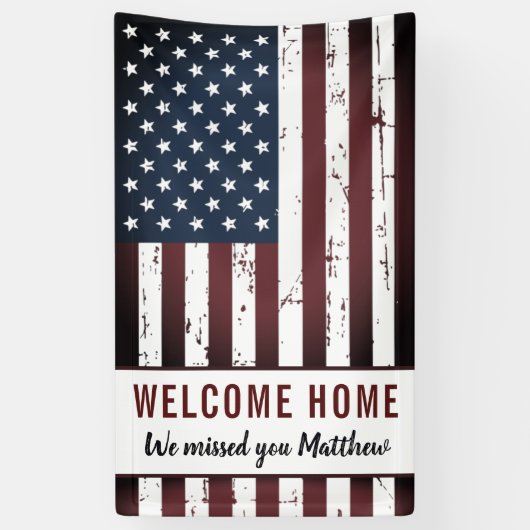 Militärische Begrüßung Zuhause Patriotic American Banner (Vertikal)