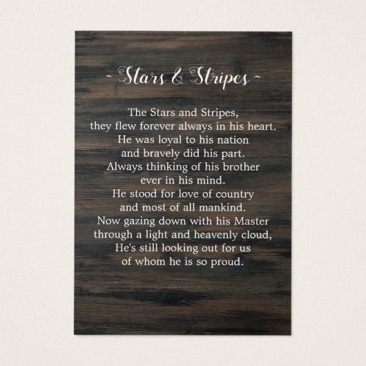 Militärische Bestattungskarte US-amerikanische Fla (Rückseite)