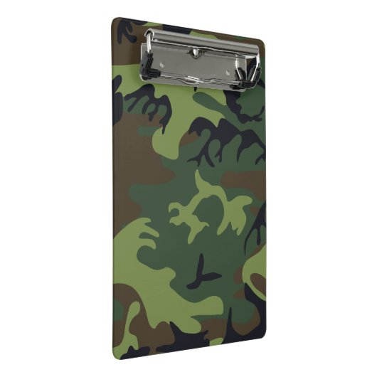 Militärische Camouflage des grünen Waldes Mini Klemmbrett (Schrägansicht)