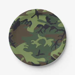 Militärische Camouflage des grünen Waldes Pappteller
