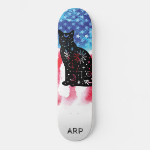 *~* Militärische COSMIC CAT Red White Blue Flag Skateboard