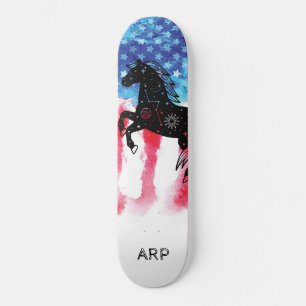 *~* Militärische COSMIC HORSE Red White Blue Flag Skateboard