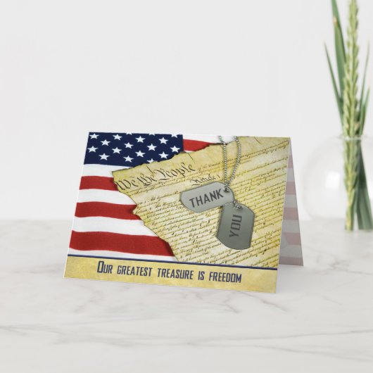 Militärische Dankeschön mit Hundemarken Dankeskarte (Vorderseite)