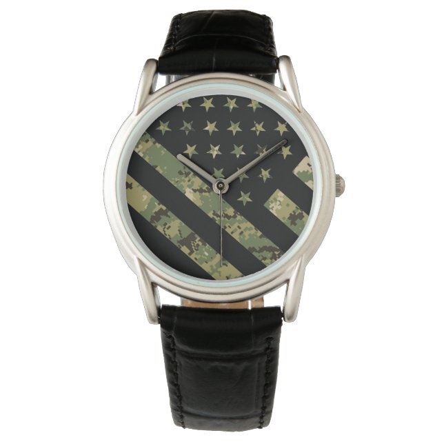 Militärische digitale Camouflage US-Flagge Armbanduhr (Vorderseite)