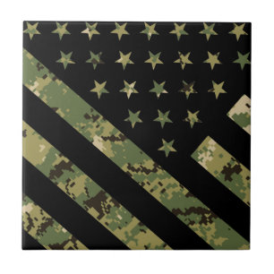 Militärische digitale Camouflage US-Flagge Fliese