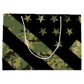 Militärische digitale Camouflage US-Flagge Große Geschenktüte (Rückseite)