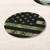 Militärische digitale Camouflage US-Flagge Runder Pappuntersetzer (Angewinkelt)