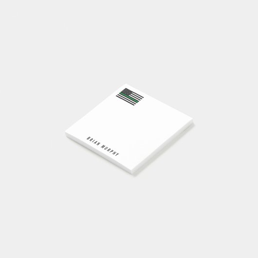 Militärische dünne grüne Linie Amerikanischer Flag Post-it Klebezettel (angewinkelt)