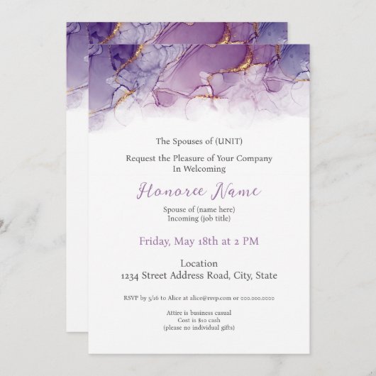 Militärische Ehefrau Digitale Willkommenseinladung Einladung (Vorne/Hinten)