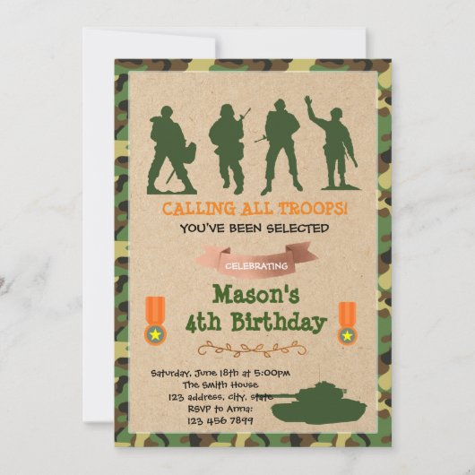 Militärische Einladung der niedlichen Streitkräfte (Vorderseite)