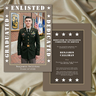Militärische Einstellungs-Tan-Foto-Abschlussankünd Einladung