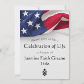 Militärische Feier Amerikanische Flagge des Lebens Einladung (Vorderseite)