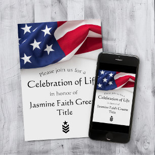 Militärische Feier Amerikanische Flagge des Lebens Einladung