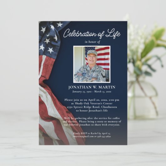 Militärische Feier der Life Fotos USA Flag Einladung (Stehend Vorderseite)