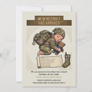 Militärische Geburtsanzeige Neuer Rekrut Mädchen Einladung