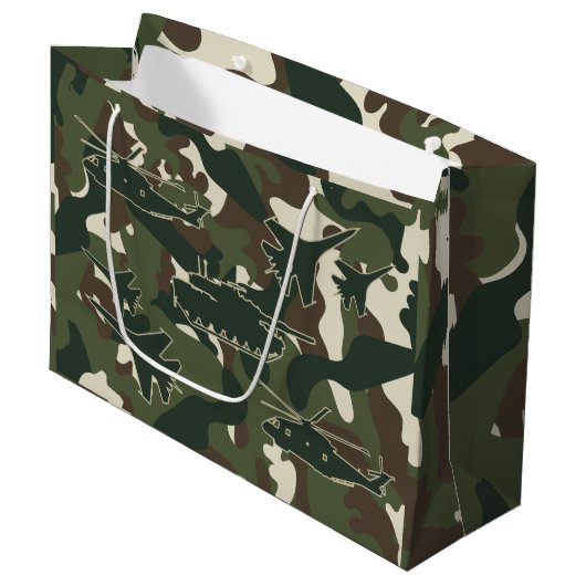 Militärische Geschenktasche - Jungs Geburtstagspar Große Geschenktüte (Vorderseite Schrägansicht)