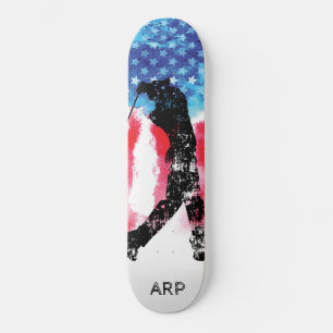 *~* Militärische Golf Golfer Red White Blue Flagge Skateboard