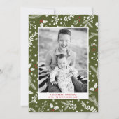 Militärische Green Berries Weihnachtskarte Einladung (Vorderseite)