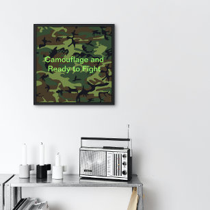 Militärische grüne Camouflage bereit für den Kampf Poster