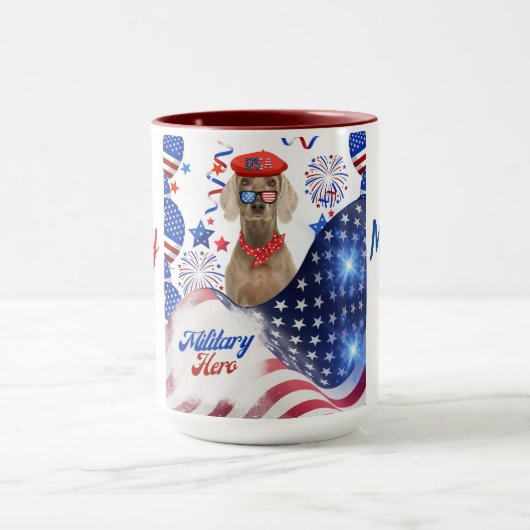 Militärische Heldin Weimaraner Tasse (Zentrum)