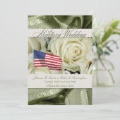 Militärische Hochzeit Einladung Elegante Weiße Ros (Stehend Vorderseite)