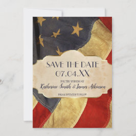 Militärische Hochzeit Patriotische Vintage Flagge Save The Date
