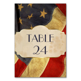 Militärische Hochzeit Patriotische Vintage Flagge Tischnummer